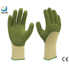 13G Poliester Liner Latex 3/4 guantes de trabajo revestidos, acabado de olas